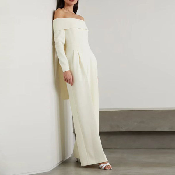 Jumpsuit Elegante Hombro Descubierto con Cuello - Cintura Alta Efecto Adelgazante