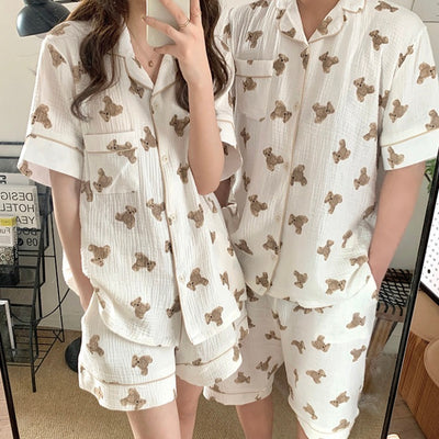 Pijama de Pareja Suave y Adorable con Diseño de Osito