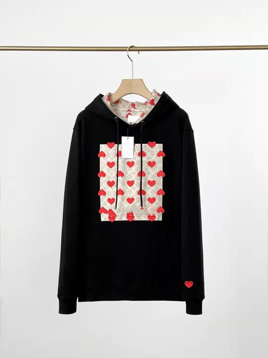 Sudadera con Capucha Estampado Corazón Bordado para Mujer