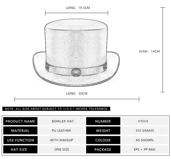 Sombrero Mágico de Cuero PU Tipo Domo Unisex para Fiestas y Eventos