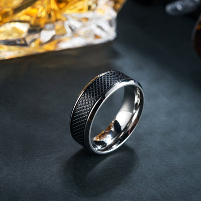 Anillo de Acero Titanio Negro para Hombre - Diseño Europeo y Americano - Image 3