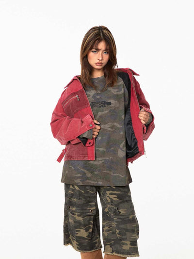 Chaqueta Patchwork de Pana Texturizada con Bolsillos y Corte Holgado - Image 2