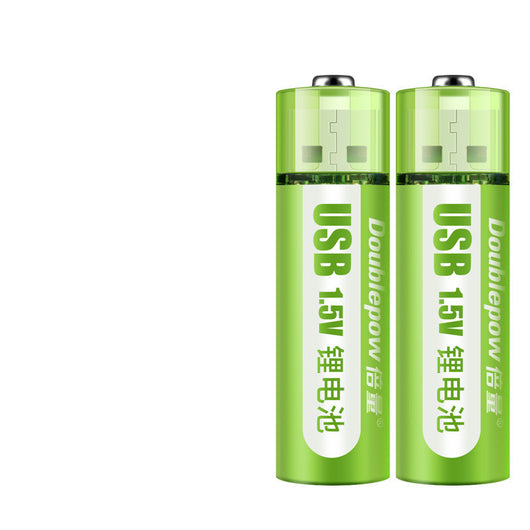 Two green USB rechargeable AA batteries with 1.5V constant voltage, labeled "Doublepow" and "USB 1.5V". - Image 13