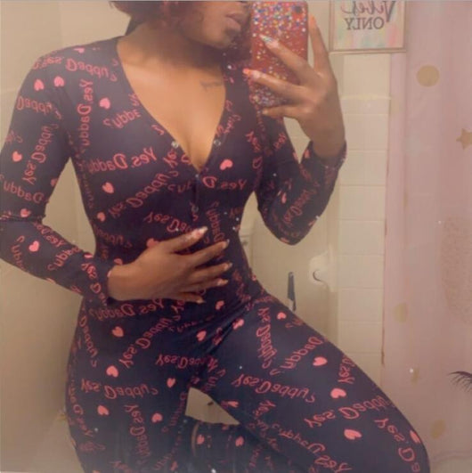 Pijama Largo Ajustado Estampado para Mujer