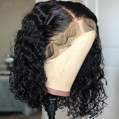 Peluca Rizada Corta Estilo Europeo Americano con Encaje Frontal - Cabello Rizado Africano Negro - Image 4