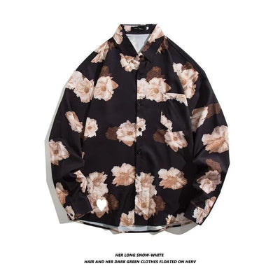 Camisa Retro Holgada Estilo Hong Kong con Estampado de Manga Larga para Hombre - Image 33