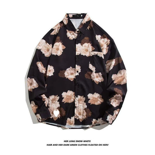 Camisa Retro Holgada Estilo Hong Kong con Estampado de Manga Larga para Hombre - Image 33