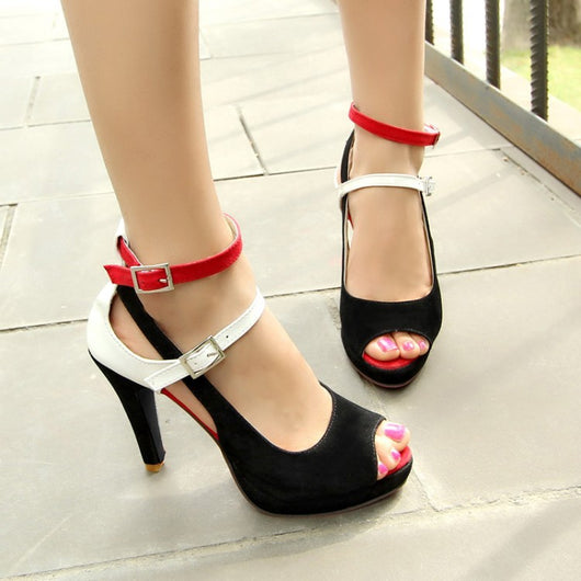 Sandalias con Tacón y Hebilla de Color Bloqueado - Image 9