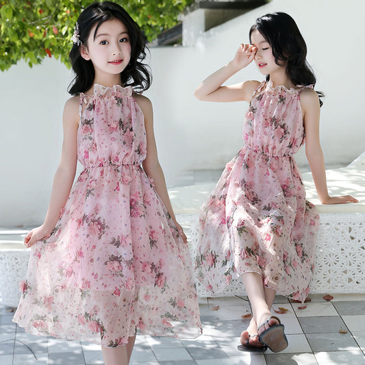 Vestido Infantil Floral con Tirantes Ajustables