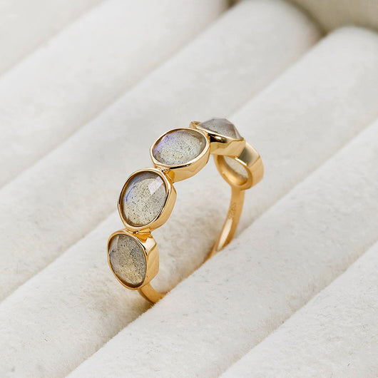 Anillo Labradorita Vintage Francés Plata 925 y Oro 14K - Image 16