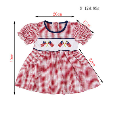 Vestido Infantil Festivo a Cuadros con Bordados para el Día de la Independencia - Image 14