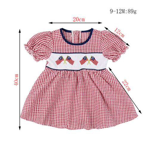 Vestido Infantil Festivo a Cuadros con Bordados para el Día de la Independencia - Image 14