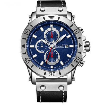 Reloj de Cuarzo para Hombre con Cronógrafo de Tres Ojos y Correa de Cuero - Image 6