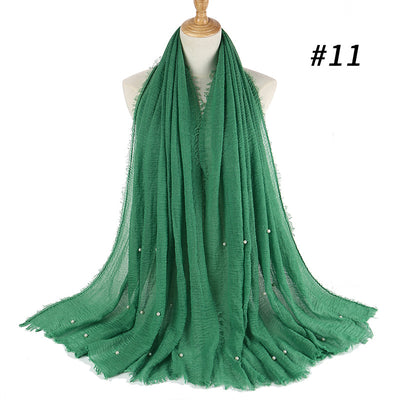 Pañuelo de Algodón y Lino Arrugado Monocromático - Image 27