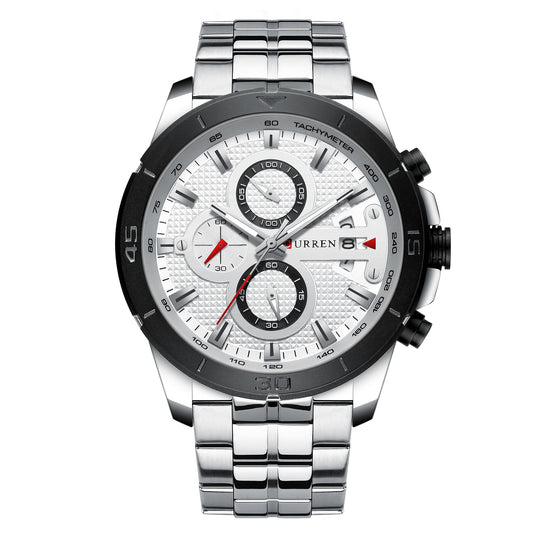 Reloj Multifuncional de Cuarzo con Calendario y Correa de Acero para Hombre