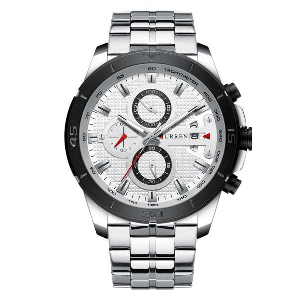 Reloj Multifuncional de Cuarzo con Calendario y Correa de Acero para Hombre