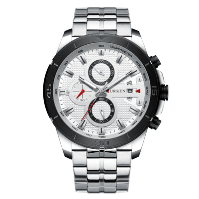 Reloj Multifuncional de Cuarzo con Calendario y Correa de Acero para Hombre