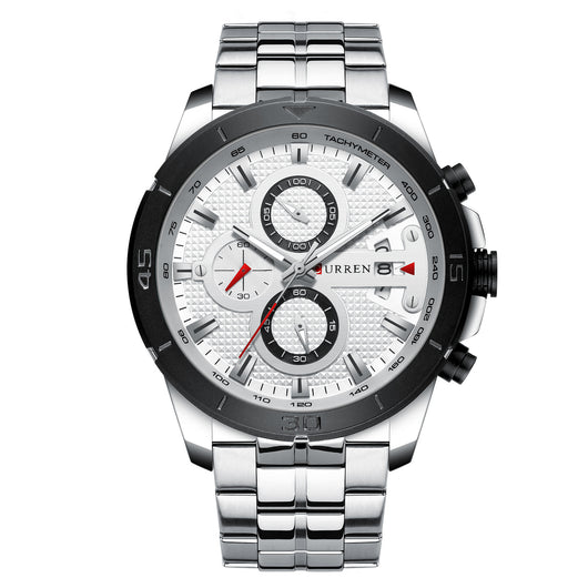 Reloj Multifuncional de Cuarzo con Calendario y Correa de Acero para Hombre