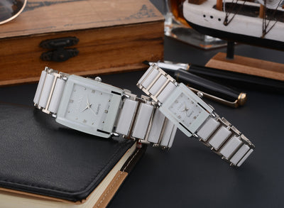 Juego de Relojes de Pareja con Diamante Cuadrado de Cuarzo - Image 6