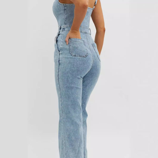 Pantalón Vaquero Slim con Tirantes Ajustables - Image 4