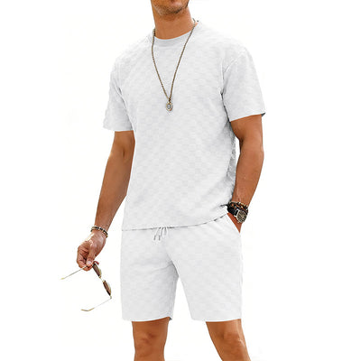 Conjunto de Playera y Shorts Casuales a Cuadros para Hombre - Image 4