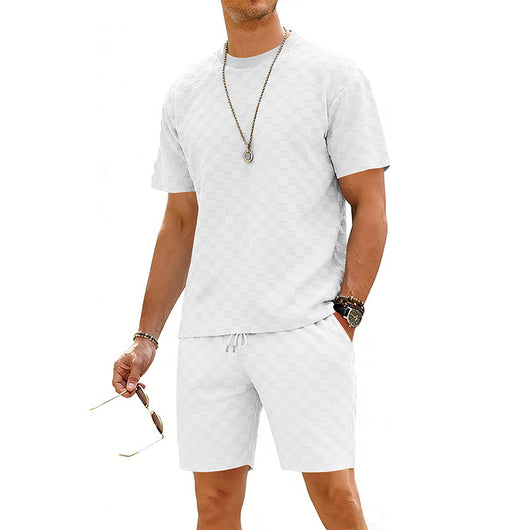 Conjunto de Playera y Shorts Casuales a Cuadros para Hombre - Image 4