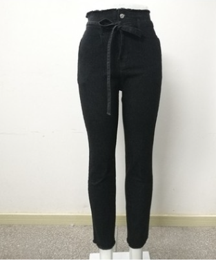 Jeans de Cintura Alta con Bordes Crudos y Cordones - Image 7