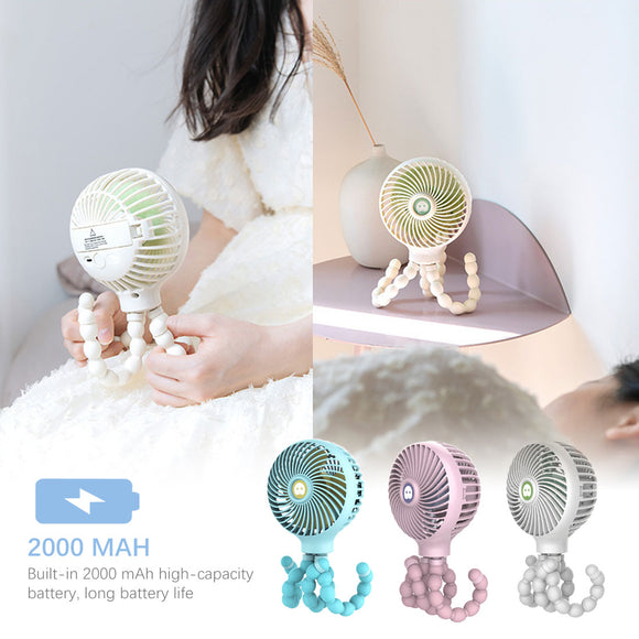 Ventilador Portátil Plegable con Carga USB - Mini Abanico para Cochecito y Hogar