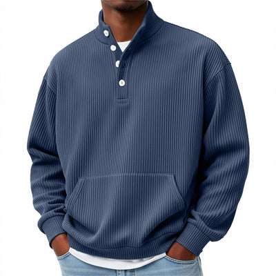 Suéter Polo Cuello Alto Manga Larga para Hombre - Casual Suelto con Bolsillos - Image 6