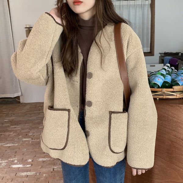 Cardigan Cuello Redondo con Botones y Bolsillos