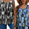Pack 2 Blusas Tank Top Talla Grande Mujer Verano Estampado Geométrico Cuello Redondo