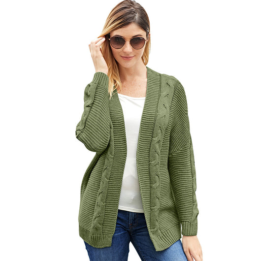 Cardigan Tejido Retorcido Largo para Mujer - Suéter Sólido Versátil - Image 9