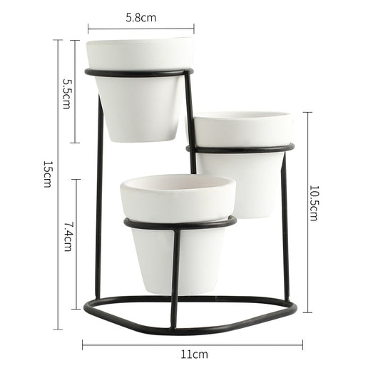 Maceta de Cerámica con Soporte de Hierro Minimalista - Image 7