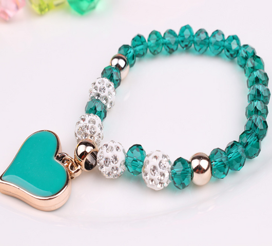Pulsera Elástica de Cristal con Corazón - Brazalete Ajustable - Image 3