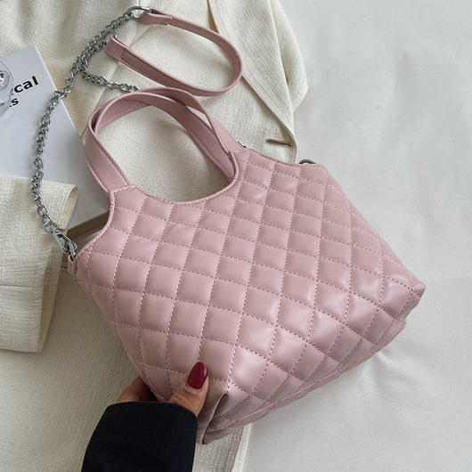 Bolsa Tote Elegante con Cadena Acolchada Cuadros Diamante - Bolso Crossbody de Gran Capacidad - Image 7