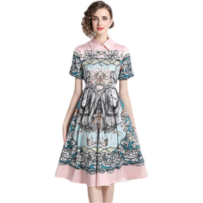 Vestido Floral con Cuello Estructurado y Falda Plisada Voluminosa - Image 5