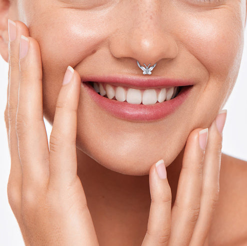 Aros Piercing Nariz Mariposa Circonitas Titanio Quirúrgico