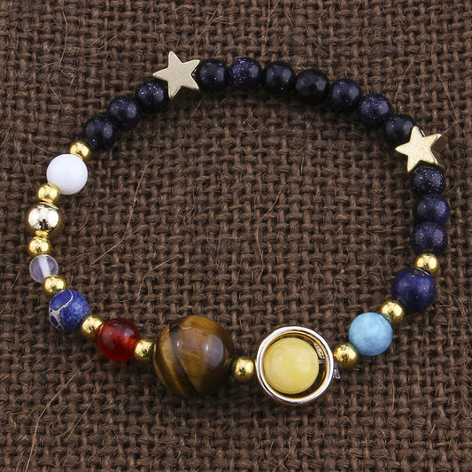 Pulsera de Cuentas de Piedra Natural Sistema Solar Ocho Planetas Galaxia Universo Estrella Guardiana - Image 2
