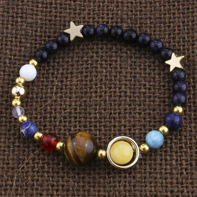 Pulsera de Cuentas de Piedra Natural Sistema Solar Ocho Planetas Galaxia Universo Estrella Guardiana - Image 2