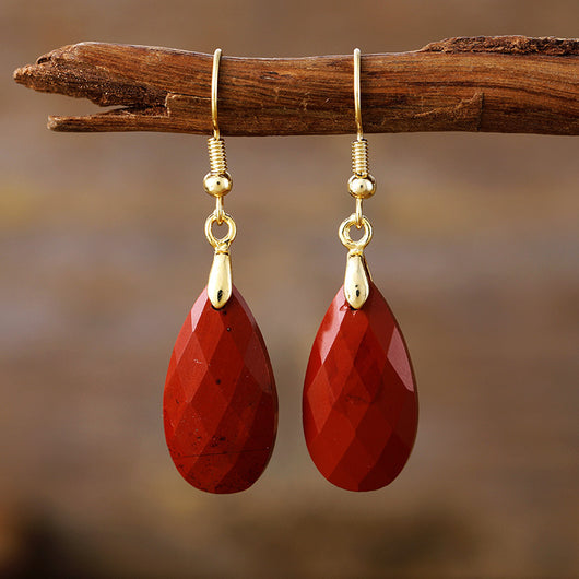 Aretes de Piedra Natural Diseñador Gota de Agua Lujo Minimalista - Image 16