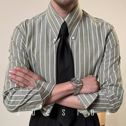 Camisa Casual Retro de Rayas Blancas para Hombre - Image 4
