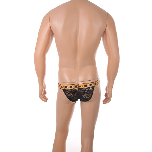 Tanga Masculino de Encaje 3D con Cadena Ajustable Transparente - Image 22