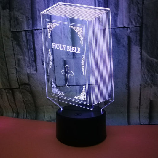 Lámpara 3D Biblia Sagrada con Luz LED