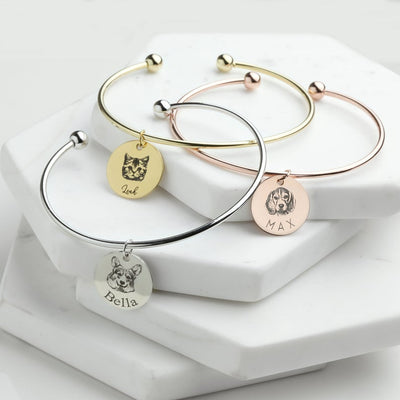 Pulsera de Acero Titanio con Grabado de Foto de Mascotas - Joyería Personalizada