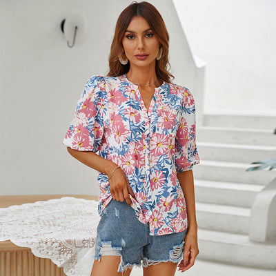 Blusa Casual de Cintura Alta con Moño