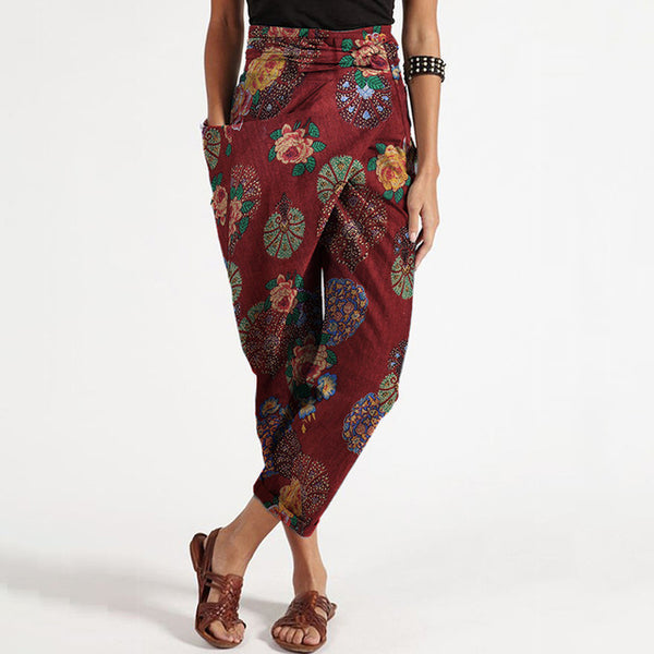 Pantalones Cropped de Algodón y Lino con Corte Irregular