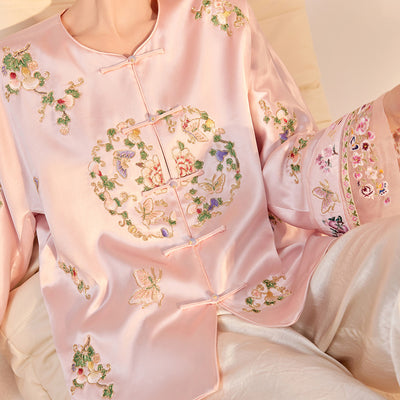 Blusa Larga Estilo Chino Premium con Bordado y Estampado Artesanal - Image 3