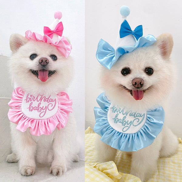 Pañuelo Fiesta Cumpleaños Perro y Gato - Babero Bandana Mascota con Diseño Joyero