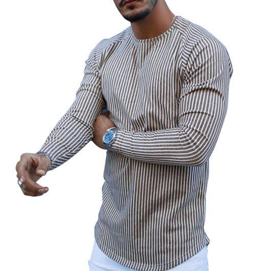 Playera Manga Larga Slim Fit a Rayas para Hombre - Image 5