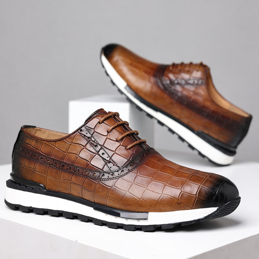 Zapatos de Cuero Nobuck para Hombre con Cordones Estilo Británico